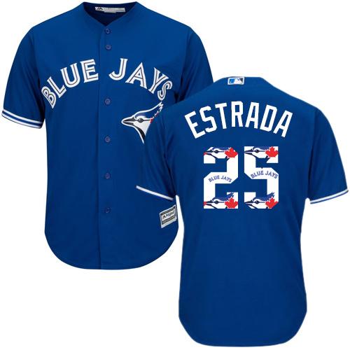 Blue Jays #25 Marco Estrada Blue Team Logo Fashion Stitched MLB Jersey